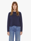 Mother The L/s Slouchy Cut Off Eclipse Tee Shirt In Blue