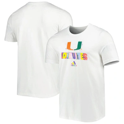 Adidas Originals Adidas White Miami Hurricanes Pride Fresh T-shirt