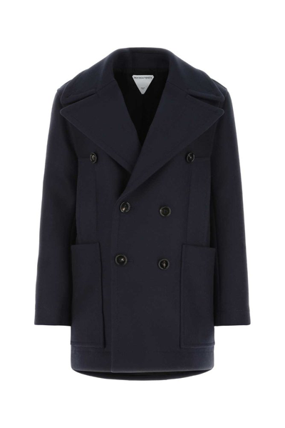 Bottega Veneta Curved Back Cotton & Silk Twill Peacoat In Abyss