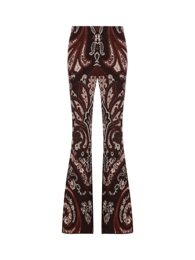 Etro Tamara Paisley-print Flared Wool-blend Trousers In Multicolor