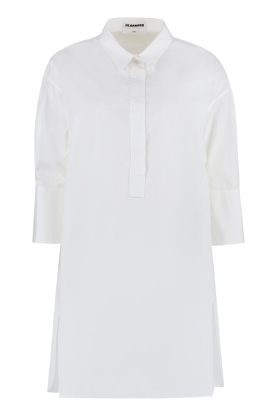 Jil Sander Buttoned Poplin Shirt In White