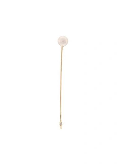 Sara Lasry 18kt Gold Balance Diamond And Pearl Earring In Yellow