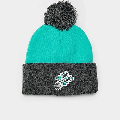 Mitchell And Ness Mitchell & Ness San Antonio Spurs Nba Two Tone Pom Beanie Hat In Green/black