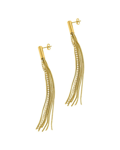 Adornia 14k Gold Plated Cz Fringe Drop Earrings In Yellow