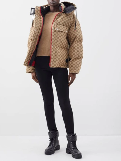 Gucci Gg Cotton Canvas Puffer Jacket In Camel