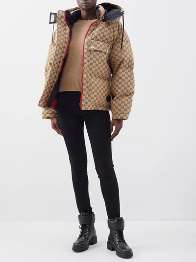 Gucci Gg Cotton Canvas Puffer Jacket In Beige