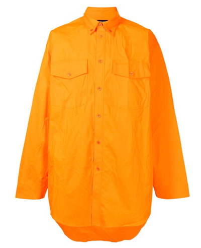 Balenciaga Oversized Cotton Shirt In Orange