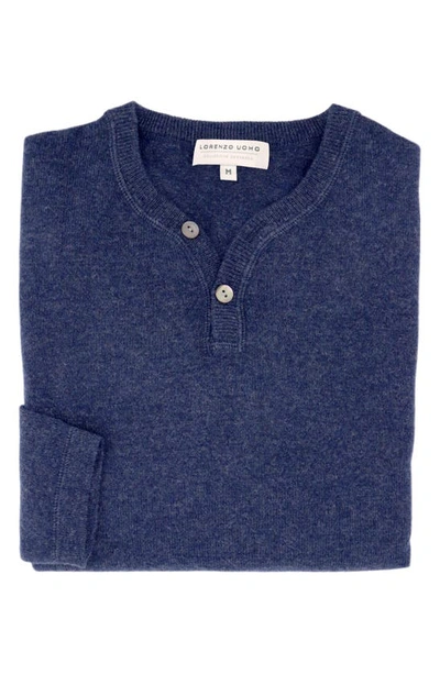 Lorenzo Uomo Wool & Cashmere Henley Sweater In Denim