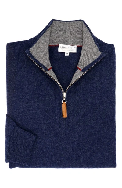 Lorenzo Uomo Quarter Zip Wool & Cashmere Sweater In Denim