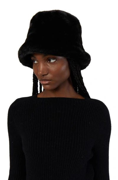 Apparis Gilly Koba Faux Fur Bucket Hat In Noir