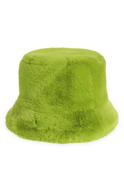 Apparis Amara Brady Faux Fur Bucket Hat In Kiwi