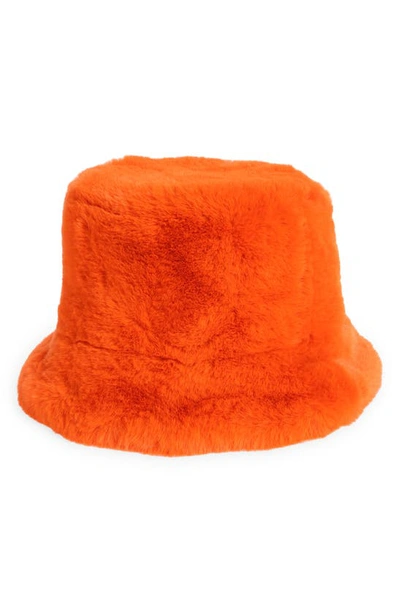 Apparis Gilly Koba Faux Fur Bucket Hat In Vermillion Orange