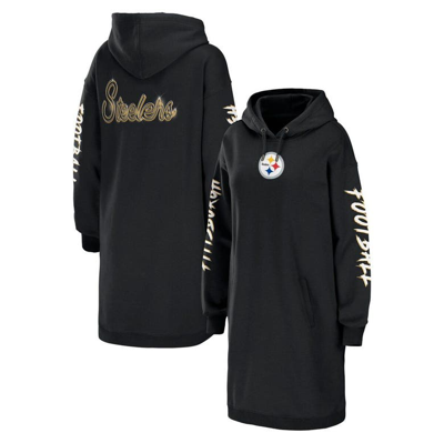 Wear By Erin Andrews Black Pittsburgh Steelers Hoodie Dress