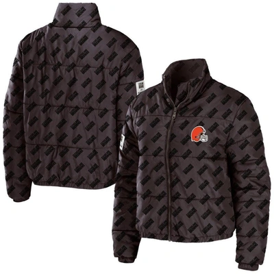 Wear By Erin Andrews Brown Cleveland Browns Puffer Full-zip Jacket