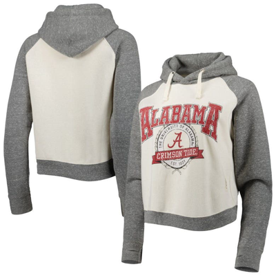 Pressbox Women's  Cream, Heather Gray Alabama Crimson Tide Cody Tri-bend Raglan Pullover Hoodie In Cream,heather Gray