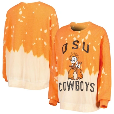 Gameday Couture Orange Oklahoma State Cowboys Twice As Nice Faded Dip-dye Pullover Sweatshirt
