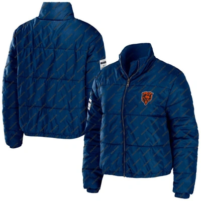 Wear By Erin Andrews Navy Chicago Bears Puffer Full-zip Jacket