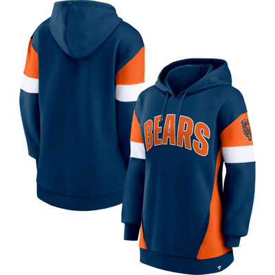 Fanatics Women's  Navy, Orange Chicago Bears Lock It Down Pullover Hoodie In Navy,orange