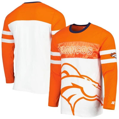 Starter Men's  Orange, White Denver Broncos Halftime Long Sleeve T-shirt In Orange,white