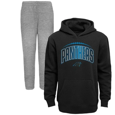 Outerstuff Kids' Toddler Black/heather Gray Carolina Panthers Double-up Pullover Hoodie & Pants Set