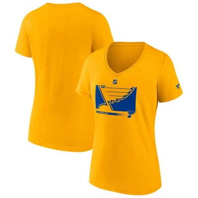 Fanatics Branded Gold St. Louis Blues Authentic Pro Core Collection Secondary Logo V-neck T-shirt