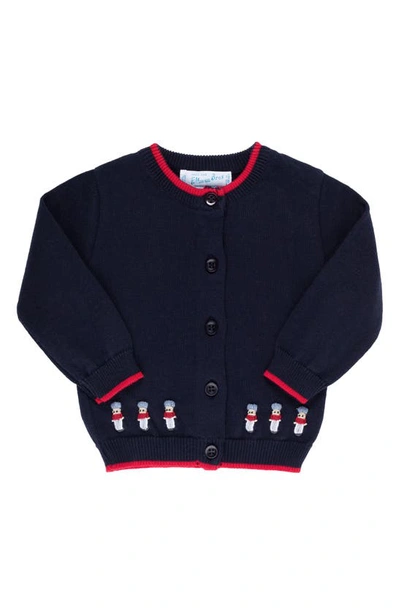 Feltman Brothers Babies' Embroidered Toy Soldier Cotton Cardigan In Navy/ Red