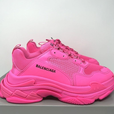 Pre-owned Balenciaga Triple S Men's Sneakers Size 43 Eu / 10 Us Fluo Pink |  ModeSens