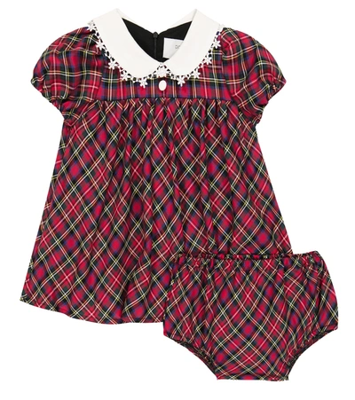 Paade Mode Baby Checked Dress And Bloomers Set In Red