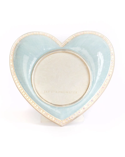 Jay Strongwater Chantal Heart Picture Frame, Blue In Pale Blue