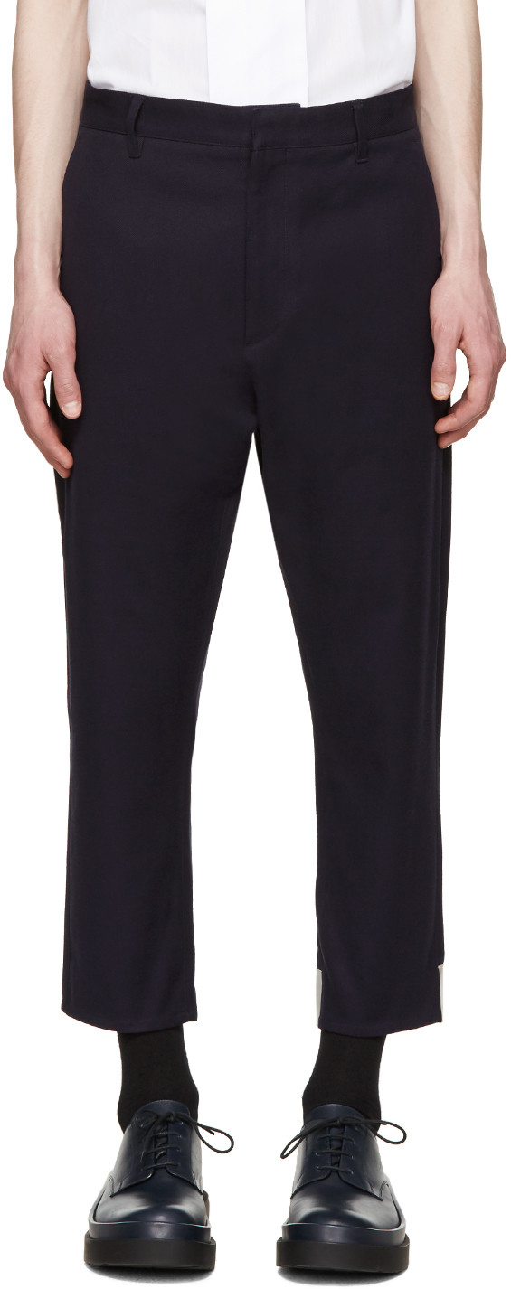 Jil Sander Navy Cropped Trousers | ModeSens
