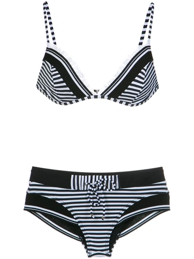 Amir Slama Striped Bikini Set In Black