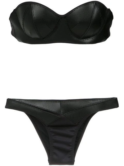 Amir Slama Panelled Bandeau Bikini Set - Black