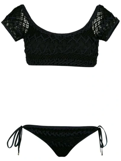 Amir Slama Woven Bikini Set In Preto