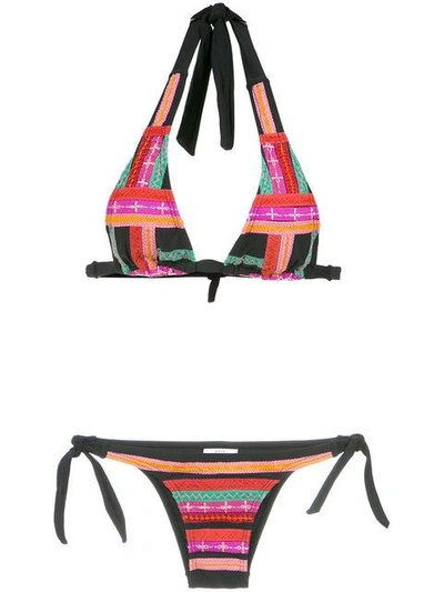 Amir Slama Embroidered Bikini Set In Multicolour