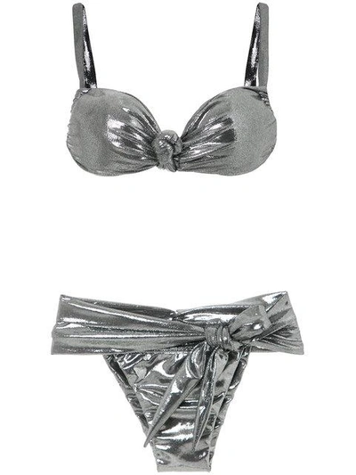 Amir Slama Metallic Knot Detail Bikini Set