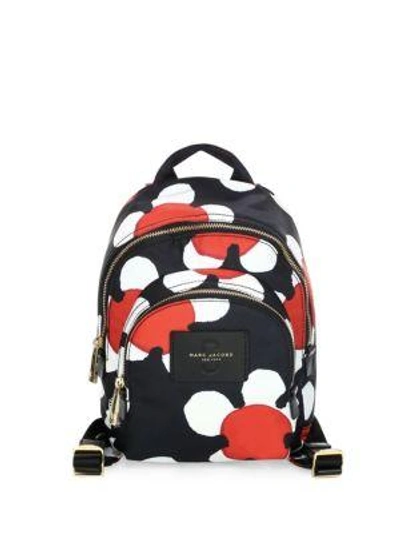Marc Jacobs Red/black Daisy Print Nylon Mini Double Backpack In Red Multi/gold