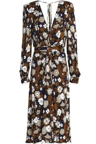 Michael Kors Woman Ruched Floral-print Jersey Dress Multicolor