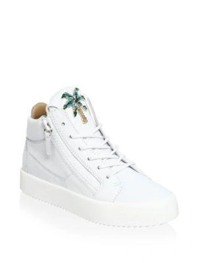 Giuseppe Zanotti May London Palm Tree Leather Sneakers In White