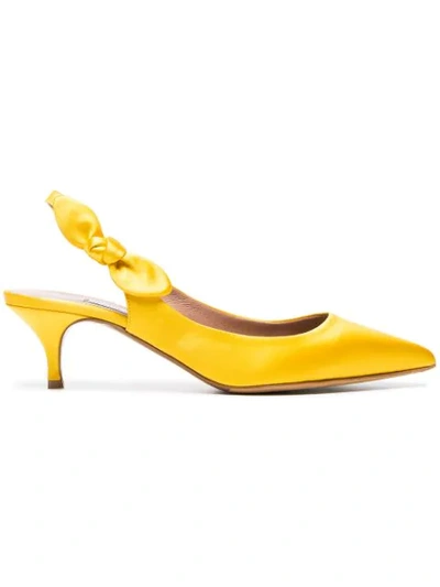 Tabitha Simmons Rise Bow-embellished Satin Slingback Pumps In Yellow&orange