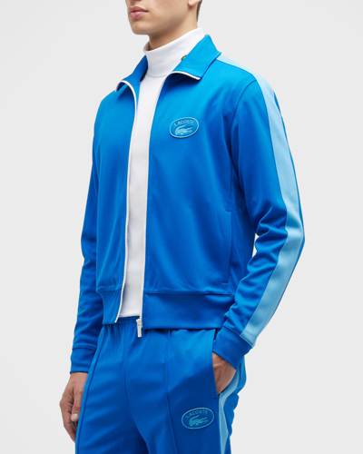 Lacoste Men's Crocodile Logo Full-zip Sweatshirt In Blue