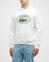 Lacoste Logo Print Loose-fit Hoodie Sweatshirt In White