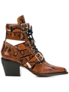 Chloé Brown Rylee 60 Boot In Python Print Calfskin