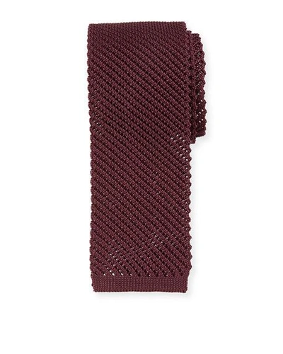 Brioni Solid Silk Knit Tie In Magenta