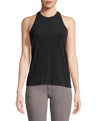 Anatomie Halter-neck Cut-in Camisole Tank In Black