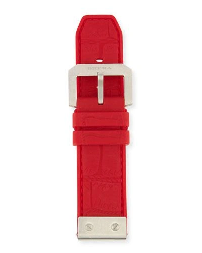 Brera 24mm Embossed Rubber Watch Strap, Red