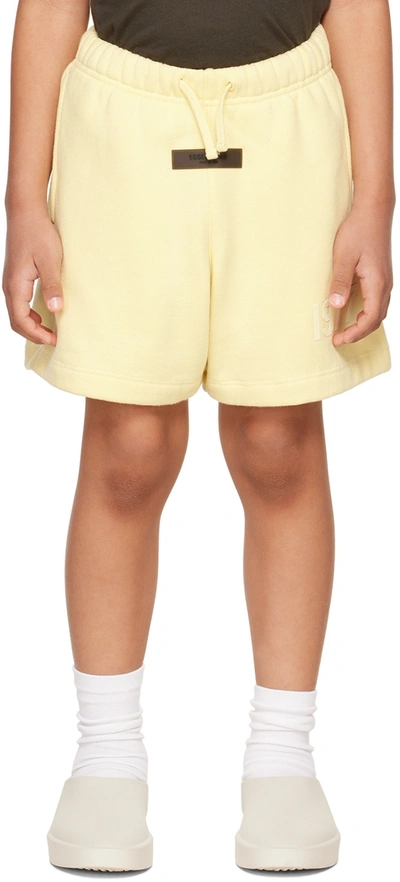 Essentials Kids Yellow '1977' Shorts In Canary