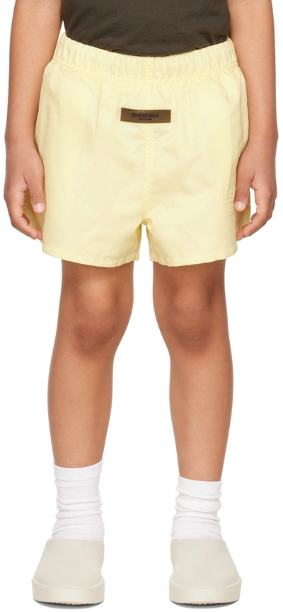 Essentials Kids Yellow Nylon Shorts In Canary