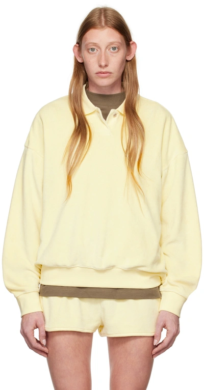 Essentials Yellow Long Sleeve Polo In Canary