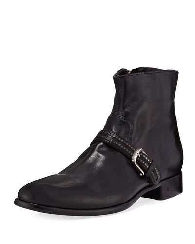 John Varvatos Eldridge Buckled-vamp Leather Boot In Black