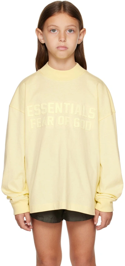 Essentials Kids Yellow Logo Long Sleeve T-shirt In Canary